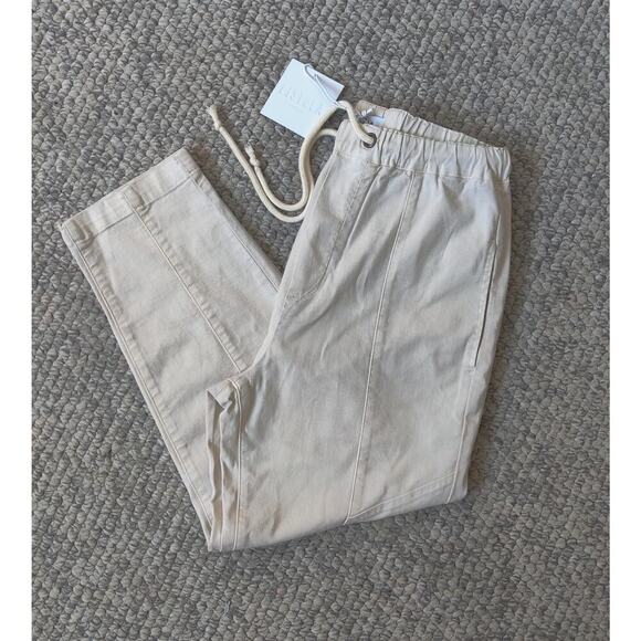 Pistola Revolve Pull On Crop Pants Drawstring Elastic Waist Ivory Sz 26 Paperbag - Picture 2 of 5